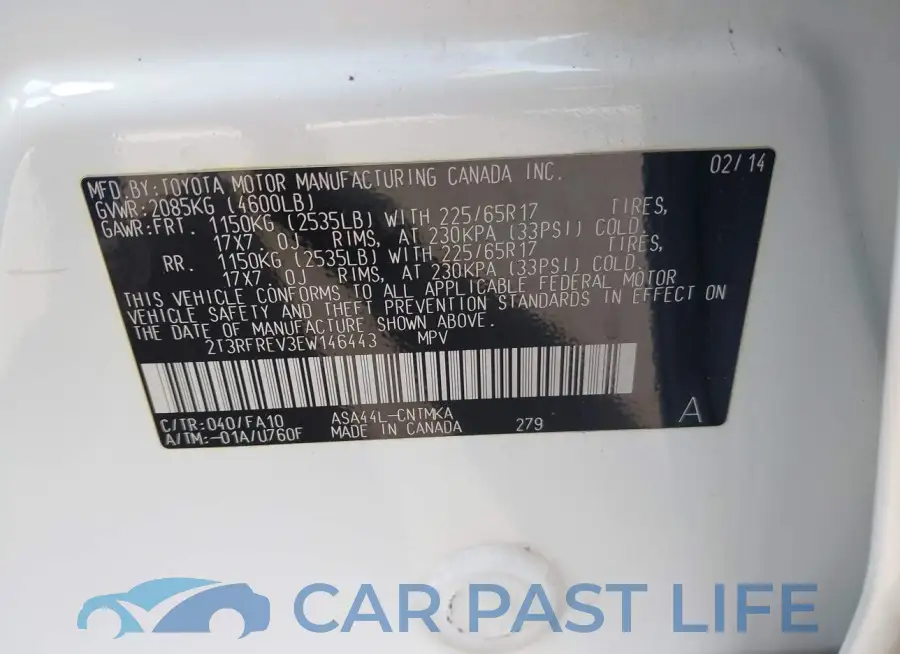 2T3RFREV3EW146443# 9
