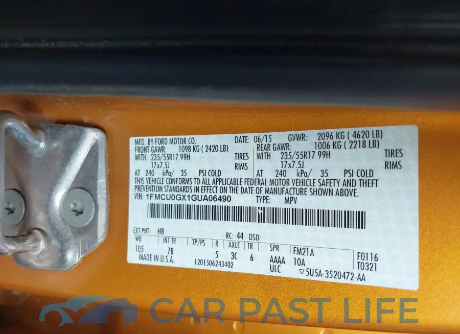 1FMCU0GX1GUA06490# 9