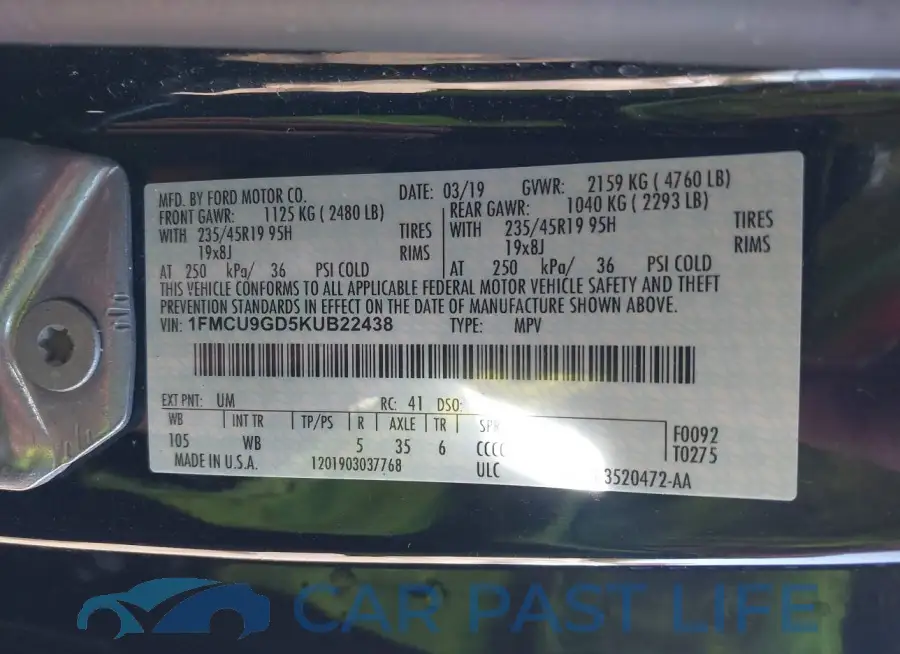 1FMCU9GD5KUB22438# 9