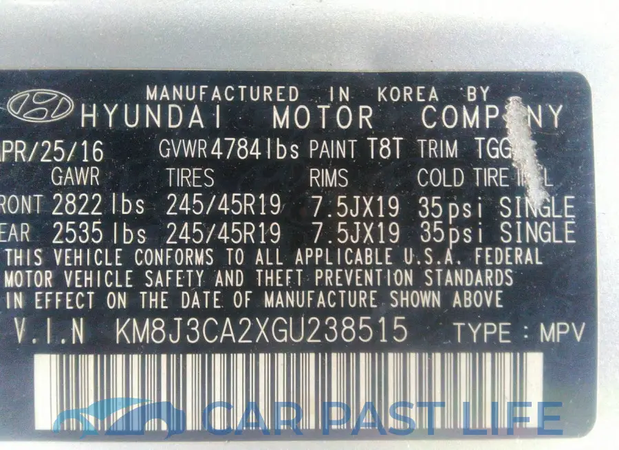KM8J3CA2XGU238515# 9