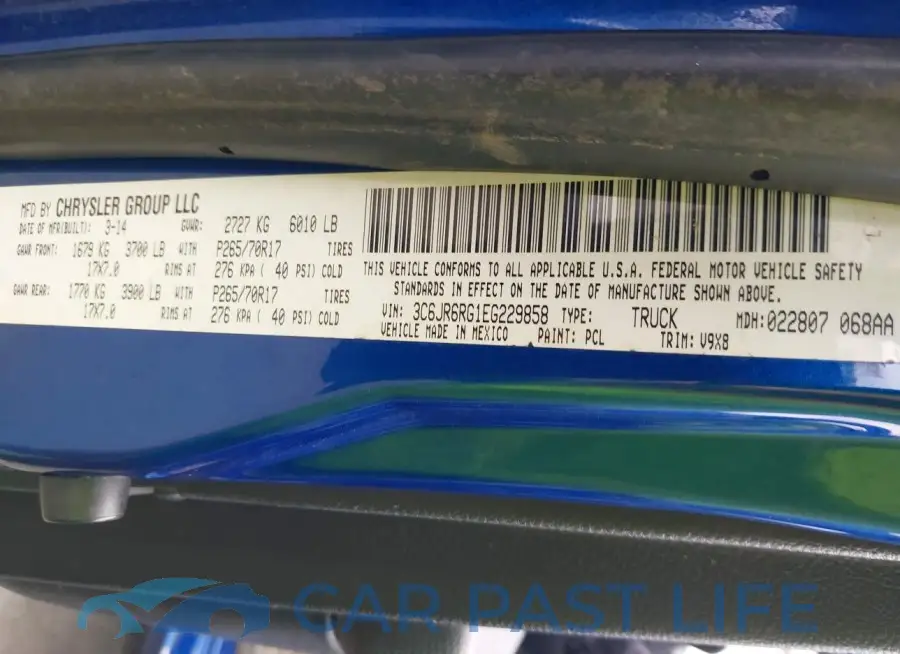 3C6JR6RG1EG229858# 9