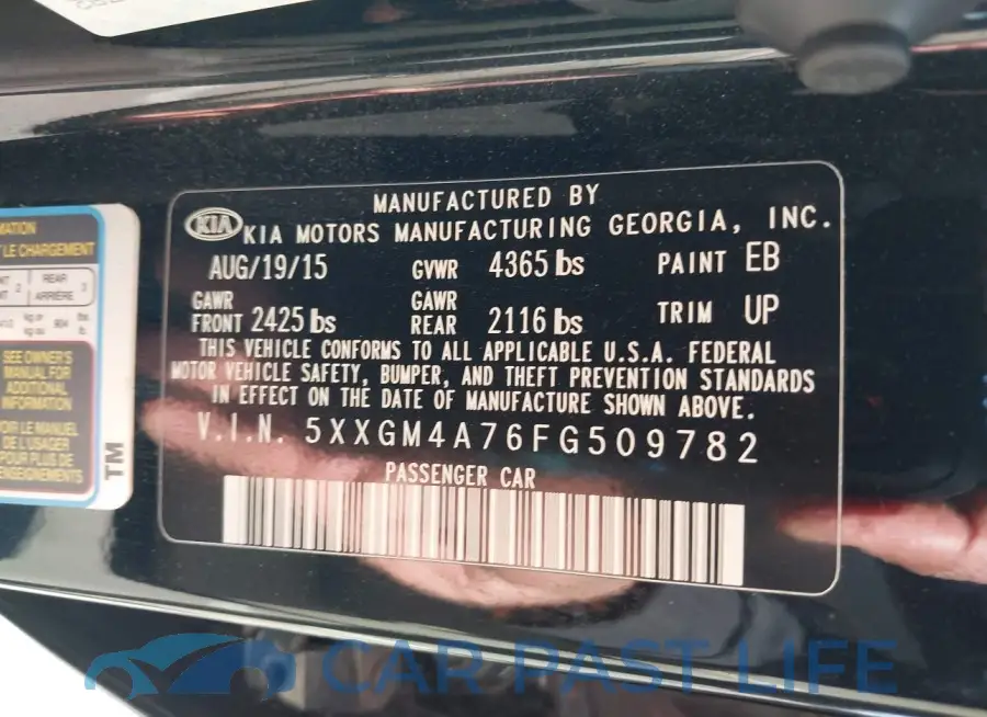 5XXGM4A76FG509782# 9
