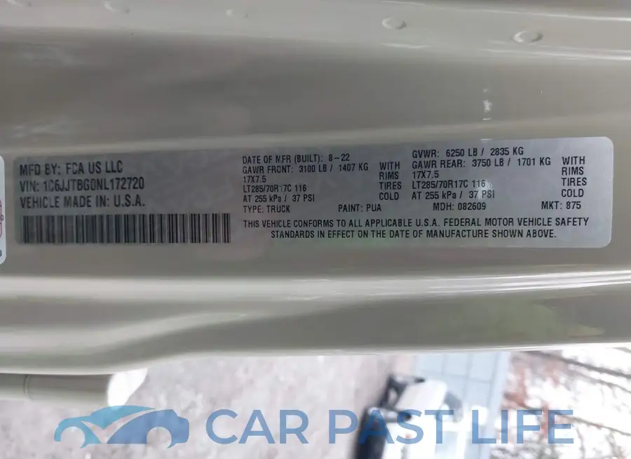 1C6JJTBG0NL172720# 9