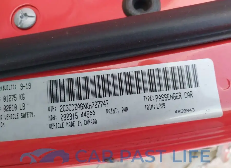 2C3CDZAGXKH727747# 9