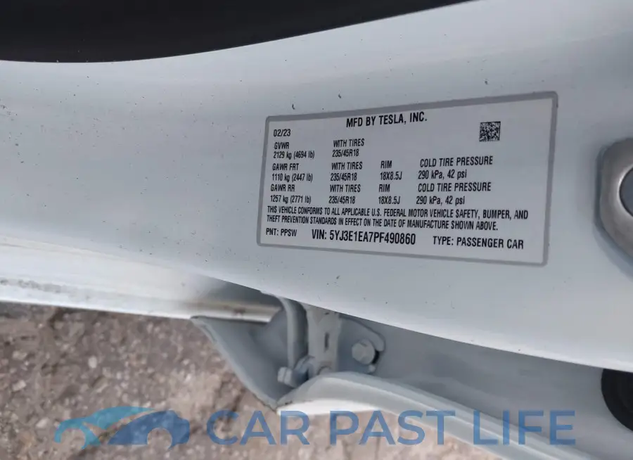 5YJ3E1EA7PF490860# 9
