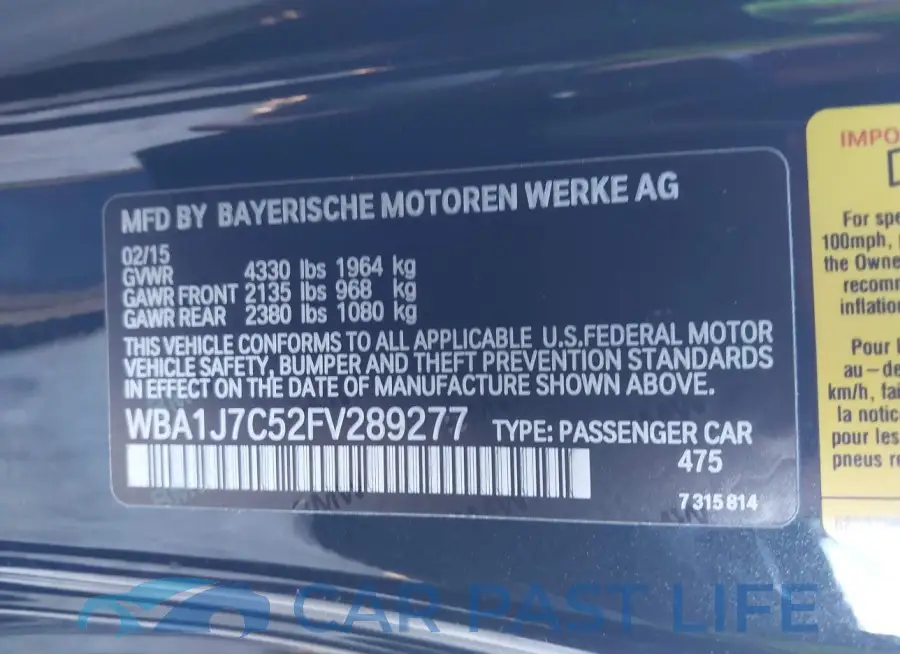 WBA1J7C52FV289277# 9