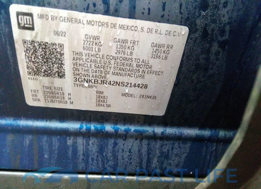 3GNKBJR42NS214428# 9