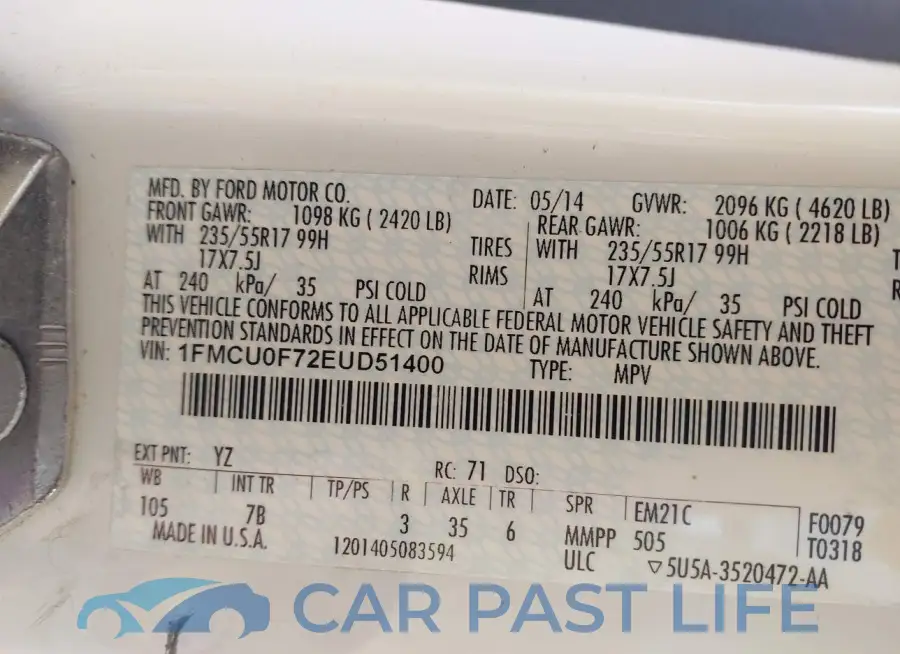 1FMCU0F72EUD51400# 9