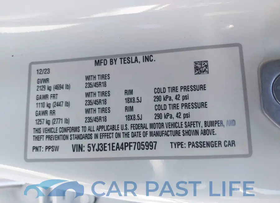 5YJ3E1EA4PF705997# 9