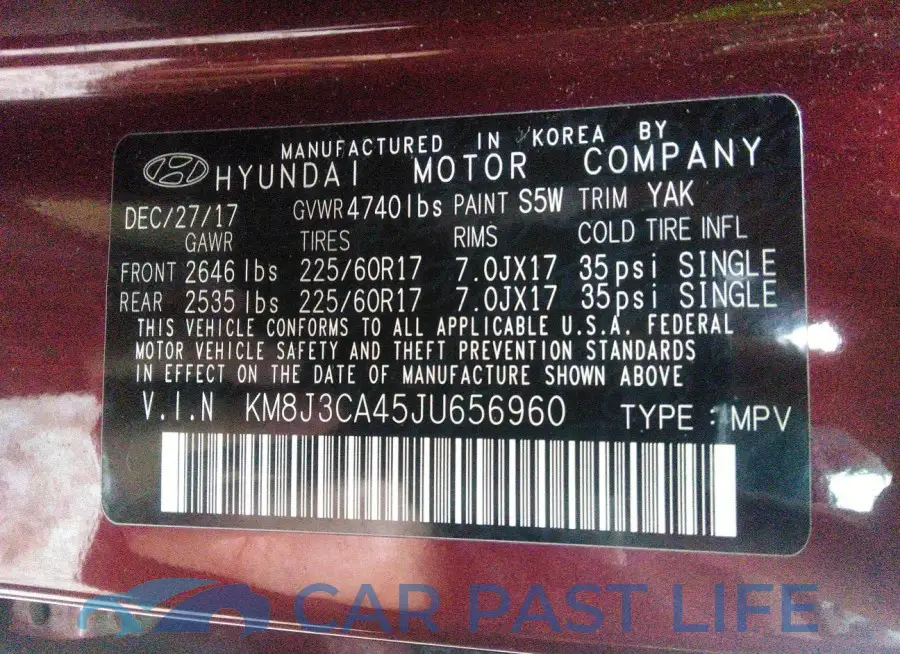 KM8J3CA45JU656960# 9