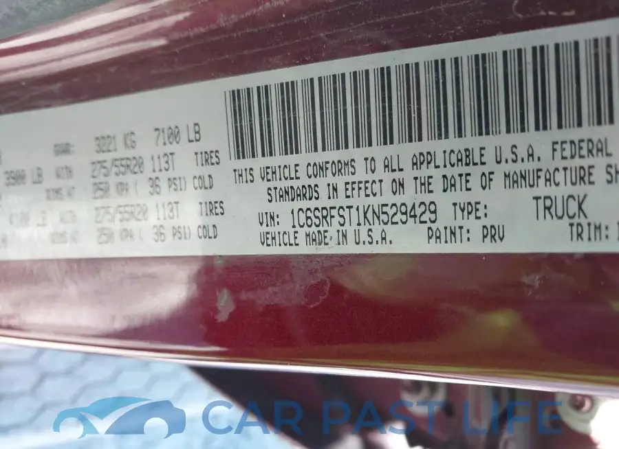 1C6SRFST1KN529429# 9