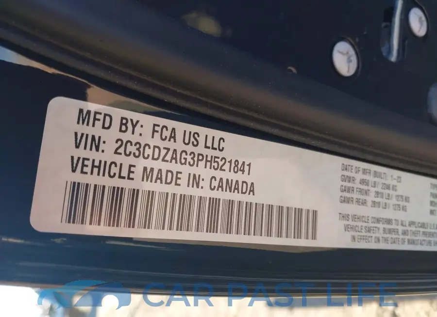 2C3CDZAG3PH521841# 9