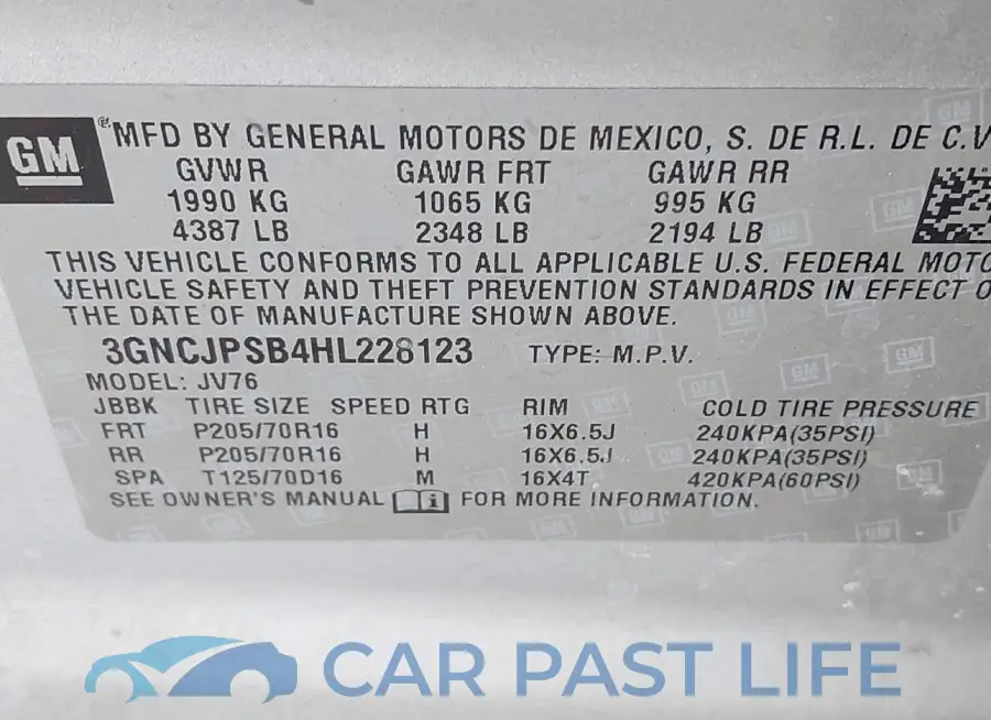 3GNCJPSB4HL228123# 9