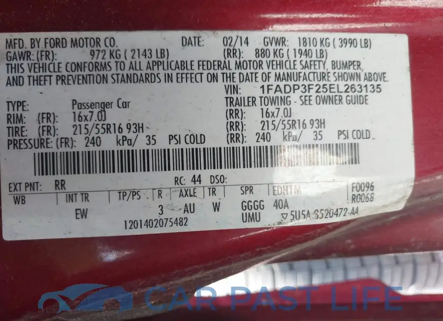 1FADP3F25EL263135# 9