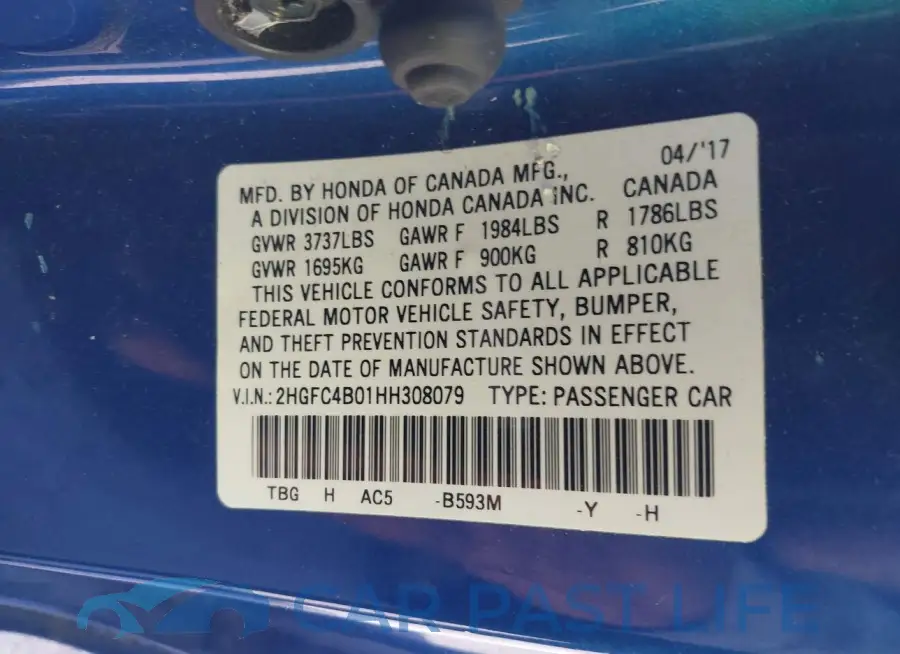 2HGFC4B01HH308079# 9
