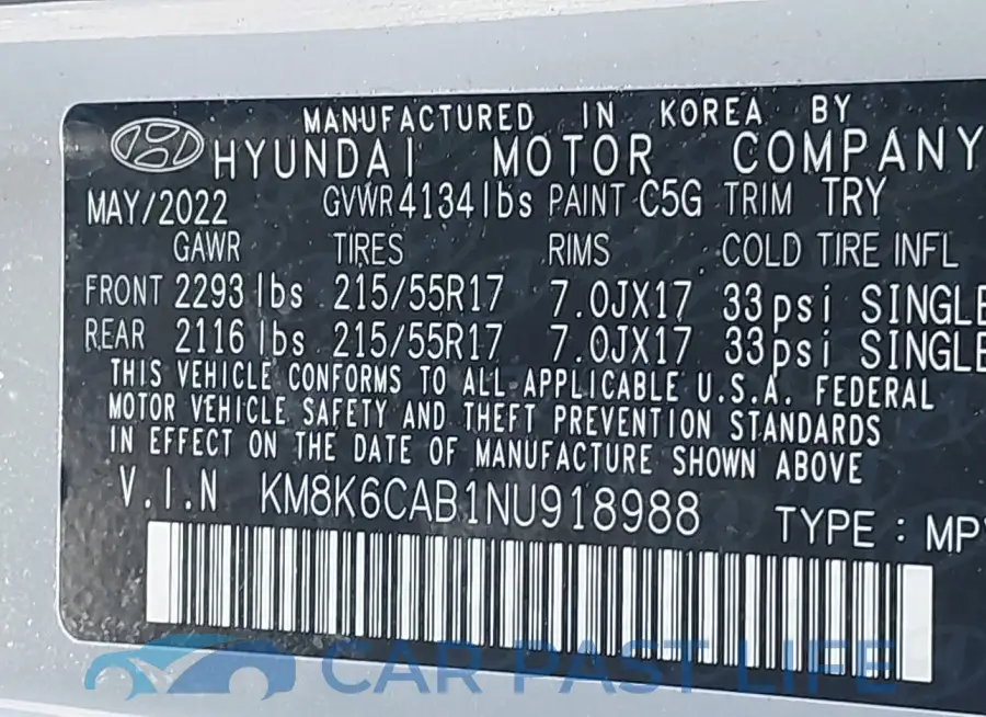 KM8K6CAB1NU918988# 9