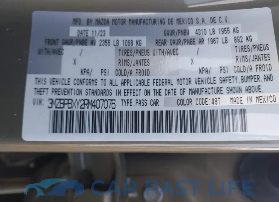 3MZBPBXY2RM407076# 9