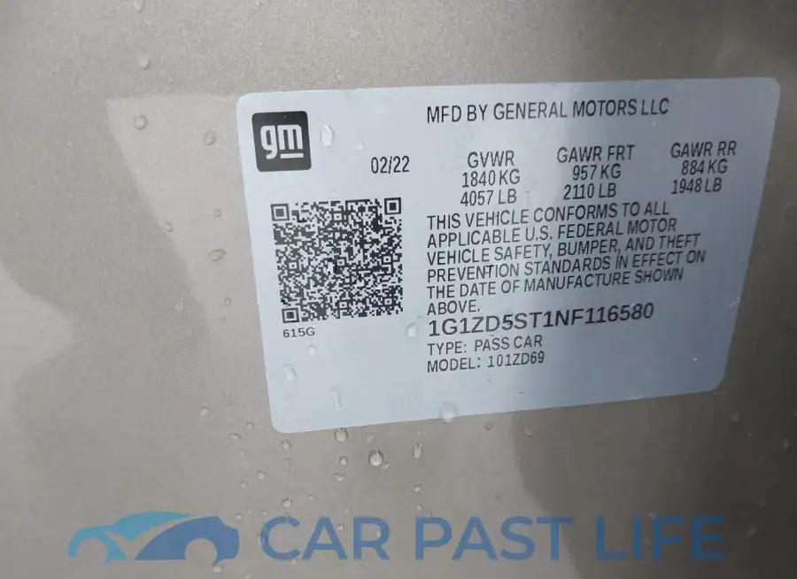 1G1ZD5ST1NF116580# 9