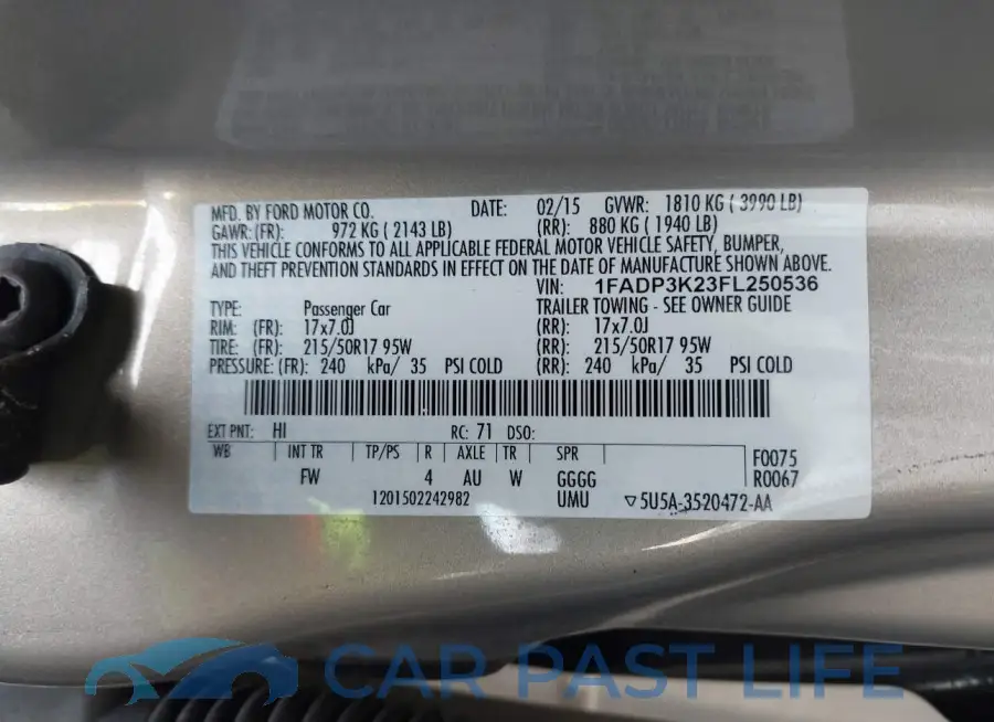 1FADP3K23FL250536# 9