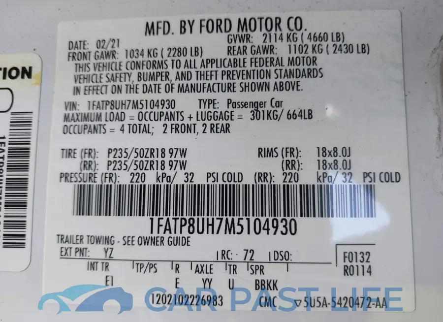 1FATP8UH7M5104930# 9