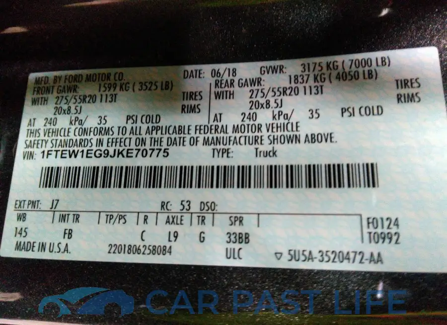 1FTEW1EG9JKE70775# 9