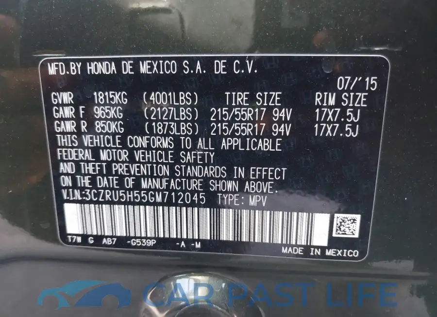 3CZRU5H55GM712045# 9
