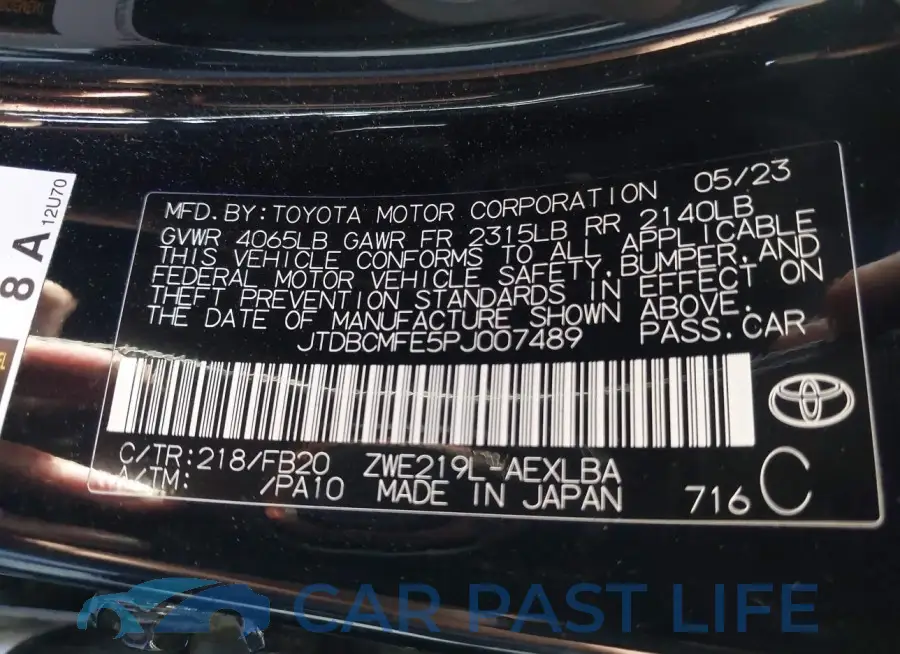 JTDBCMFE5PJ007489# 9