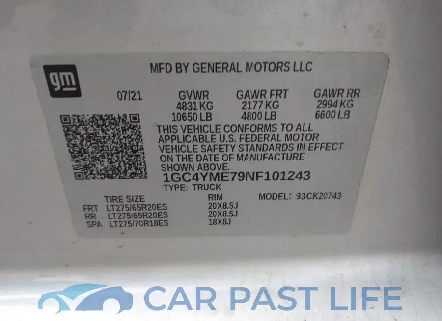 1GC4YME79NF101243# 9