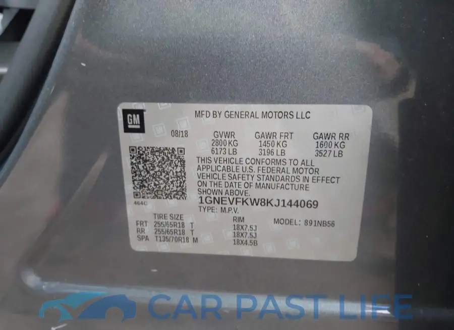 1GNEVFKW8KJ144069# 9