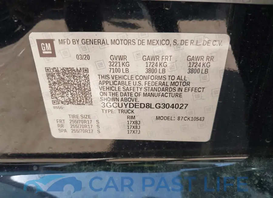3GCUYDED8LG304027# 9