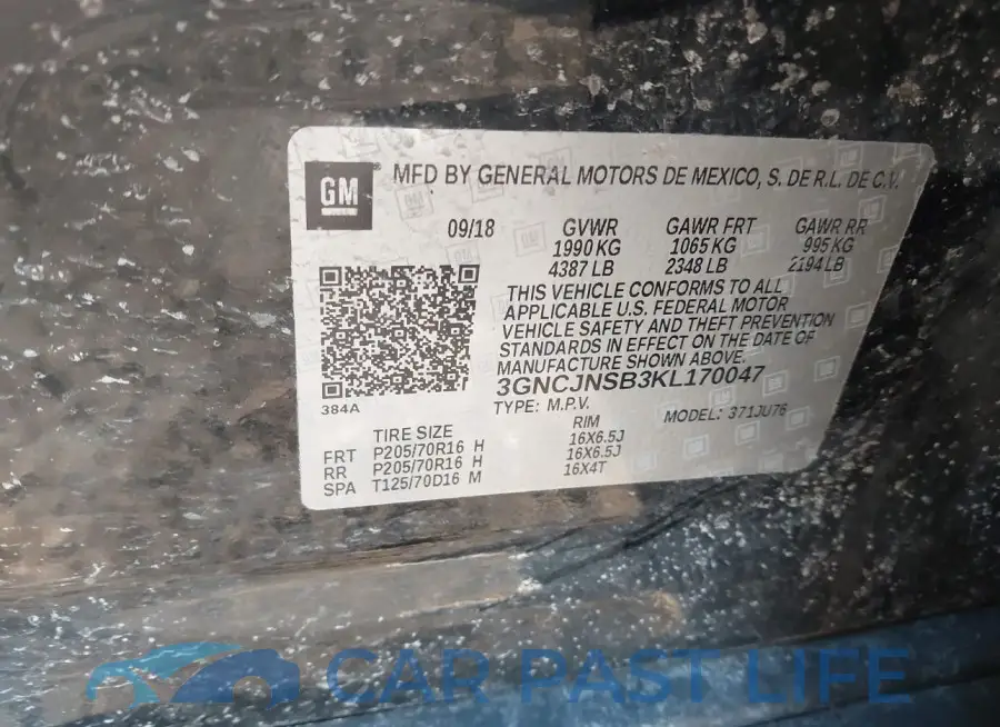 3GNCJNSB3KL170047# 9