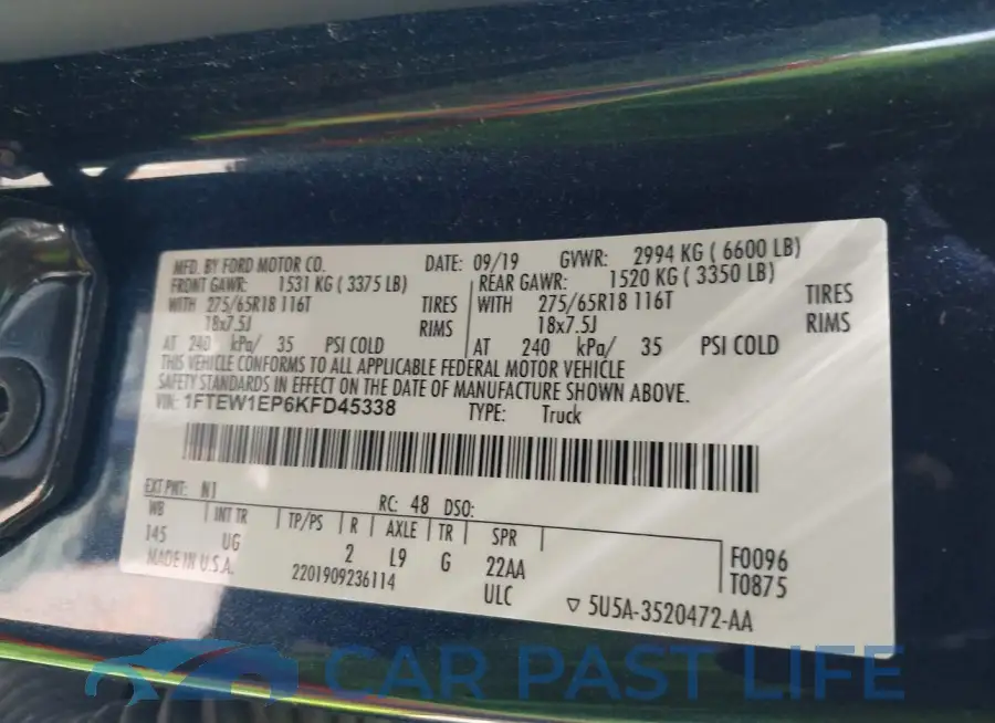 1FTEW1EP6KFD45338# 9