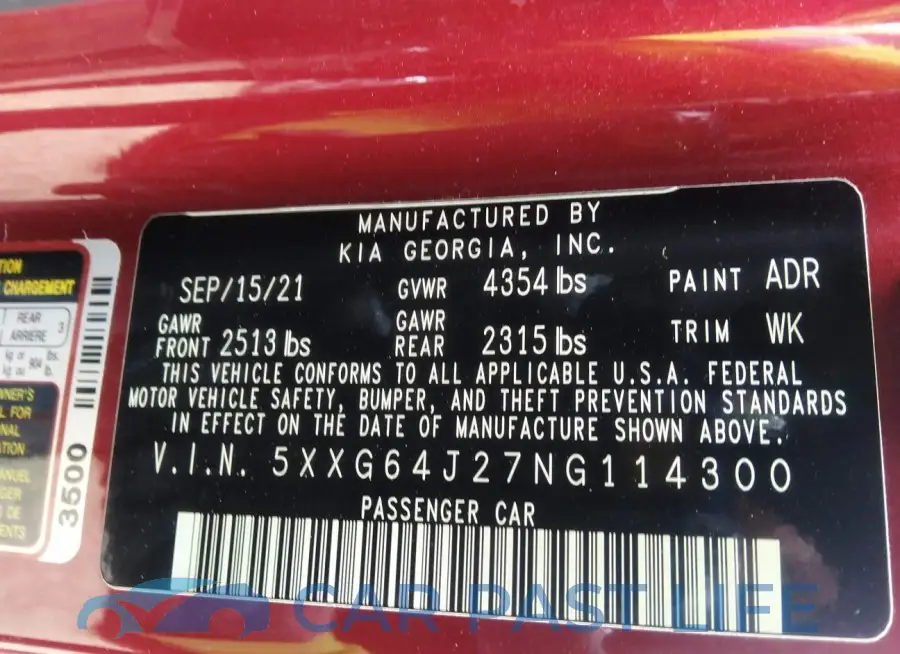 5XXG64J27NG114300# 9