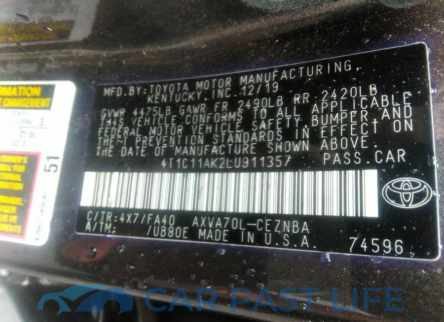 4T1C11AK2LU911357# 9