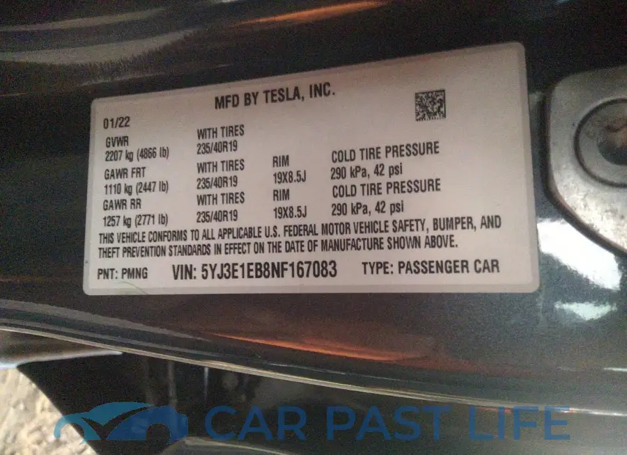 5YJ3E1EB8NF167083# 9