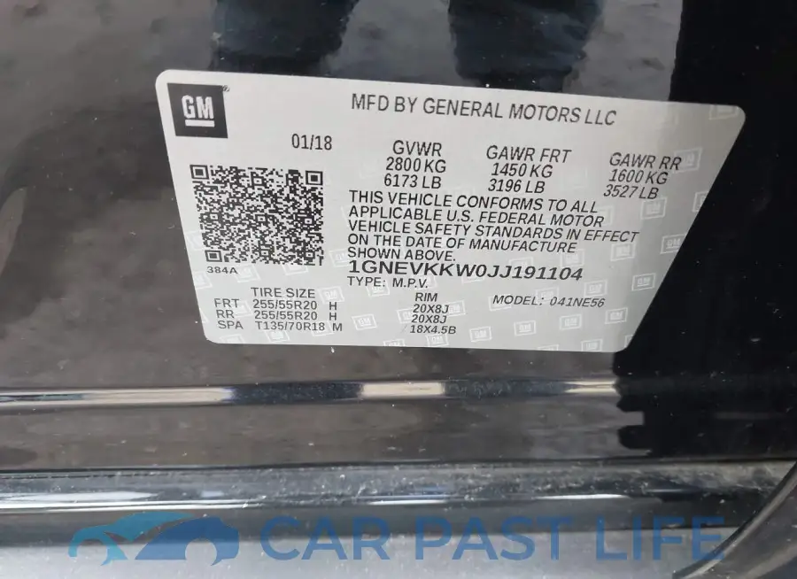 1GNEVKKW0JJ191104# 9