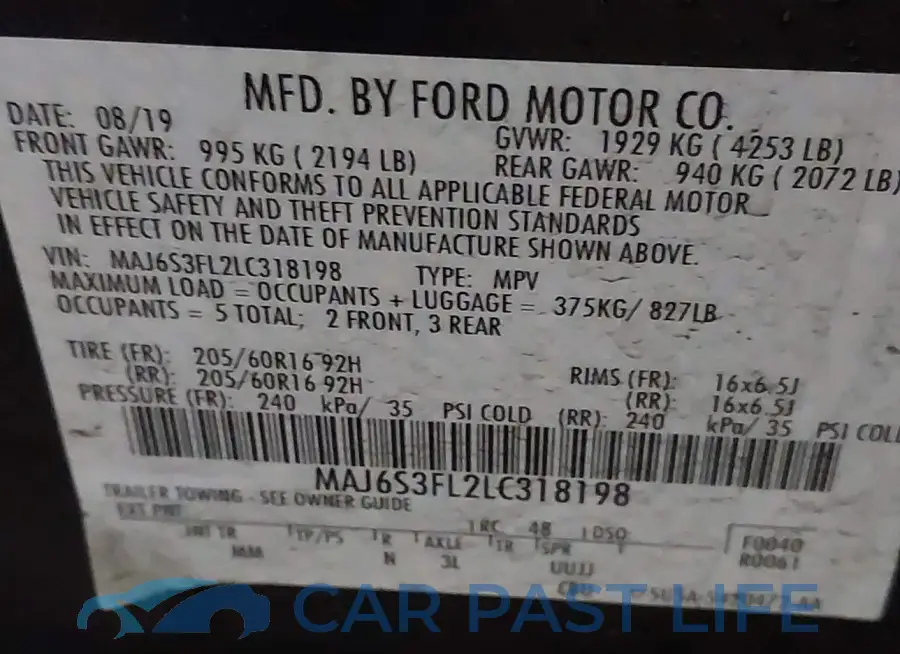 MAJ6S3FL2LC318198# 9