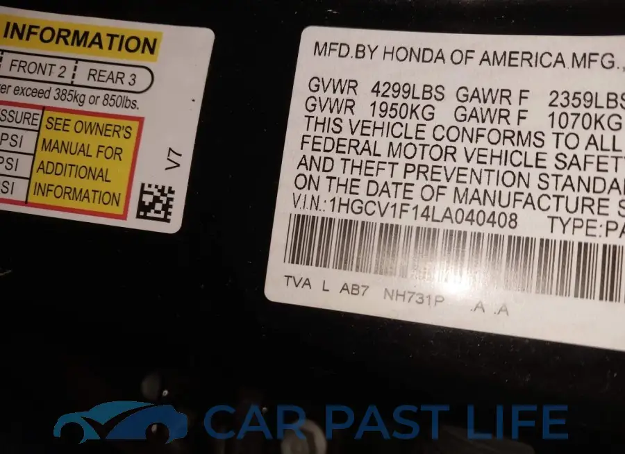 1HGCV1F14LA040408# 9
