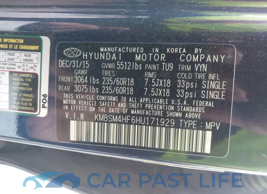KM8SM4HF6HU171929# 9