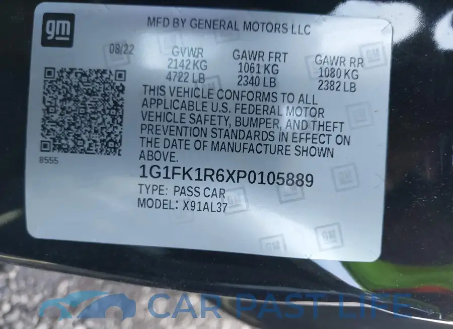 1G1FK1R6XP0105889# 9