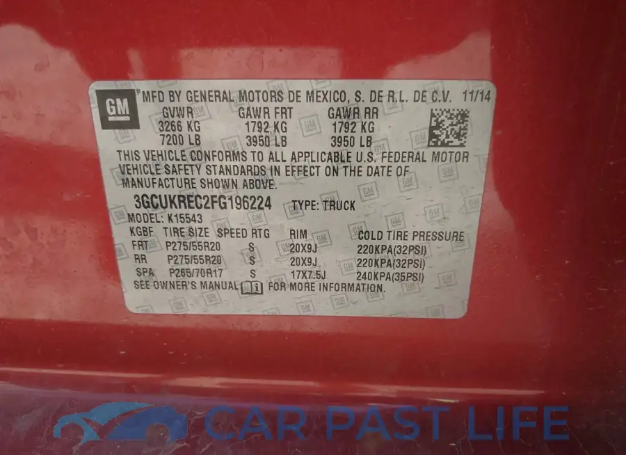 3GCUKREC2FG196224# 9