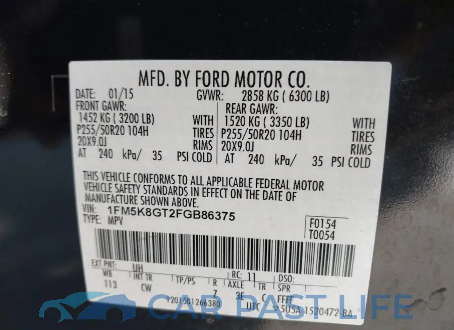 1FM5K8GT2FGB86375# 8