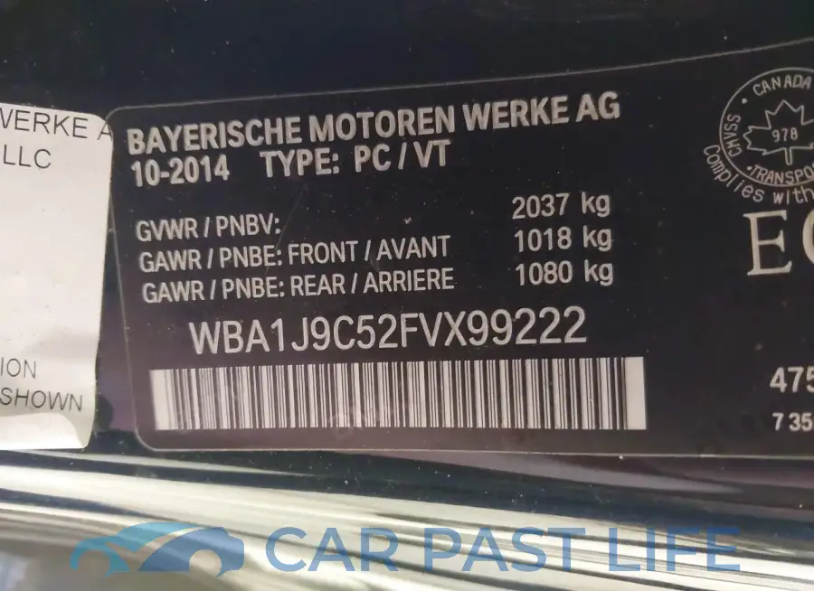 WBA1J9C52FVX99222# 9