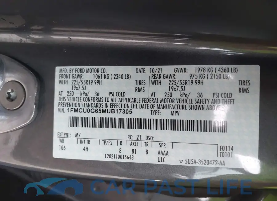 1FMCU0G65MUB17305# 9