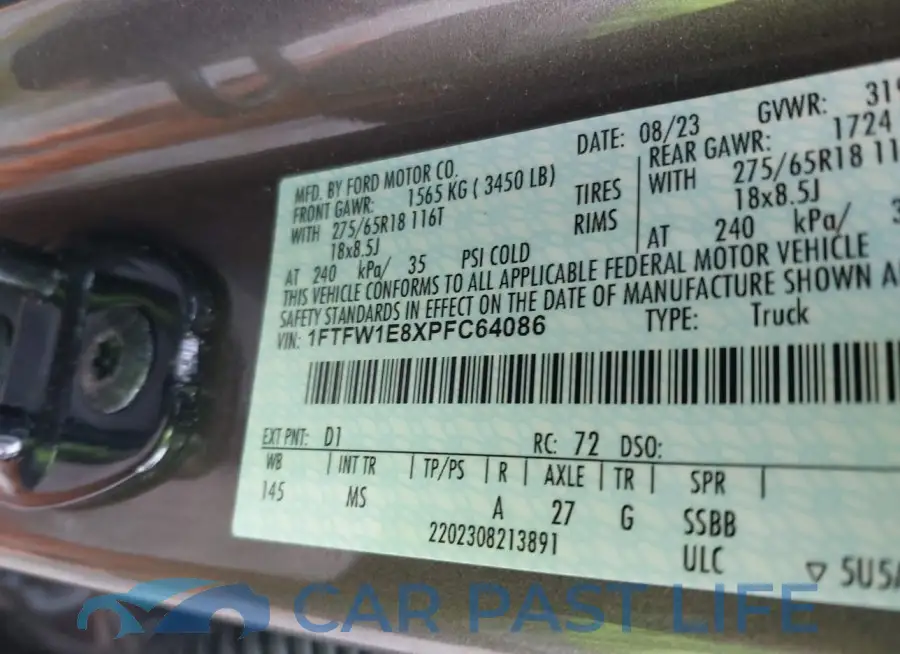 1FTFW1E8XPFC64086# 9