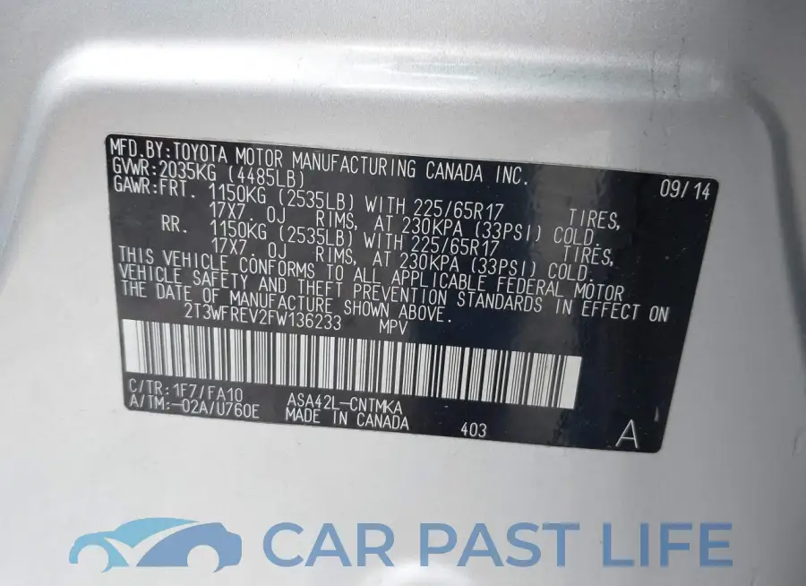 2T3WFREV2FW136233# 9