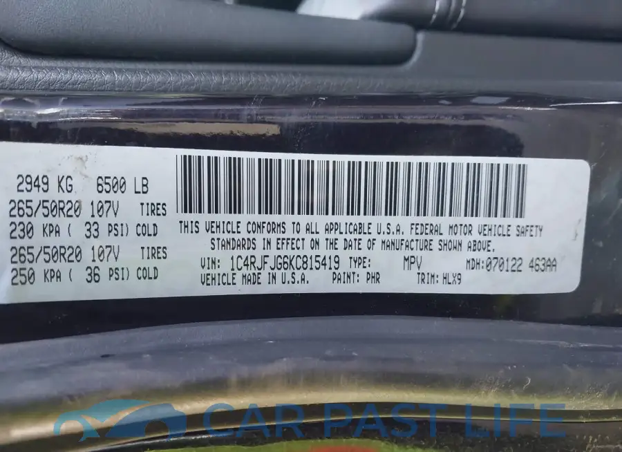 1C4RJFJG6KC815419# 9