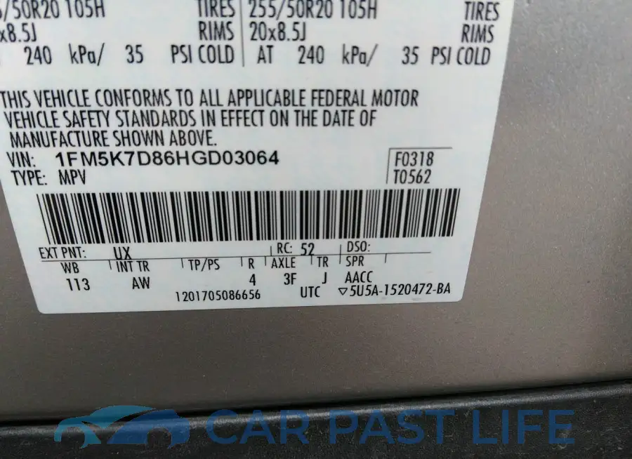 1FM5K7D86HGD03064# 9