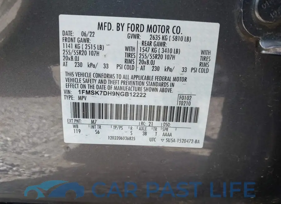 1FMSK7DH9NGB12222# 9