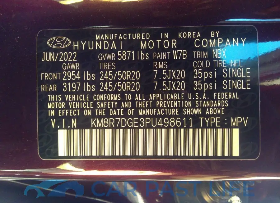 KM8R7DGE3PU498611# 9